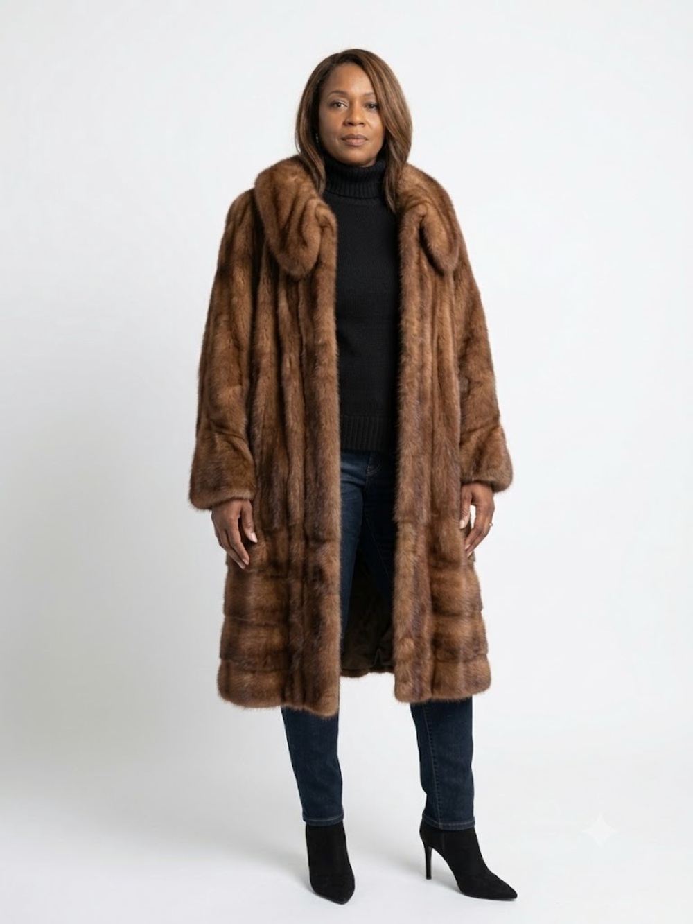 Vintage Italian Mahogany Ranch Mink Fur Coat Pelliceria Micheletti Pisa, Italy